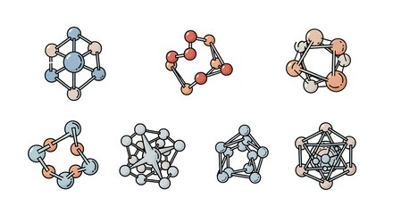 Atom Molecules: a group of atom molecules with variety shape which is used in the science research or design.