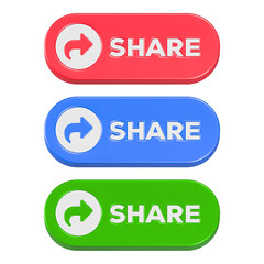 3d rendering icon share in color button  