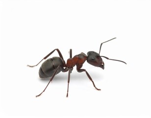 Ant close view over white background, no shadow