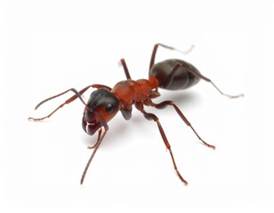 Ant close view over white background, no shadow