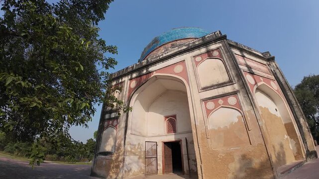 Exterior View of the Nila Gumbad (Blue Dome), a Significant Mughal-Era Tomb Structure Located Within the UNESCO World Heritage Site of Humayun's Tomb Complex in Delhi, India