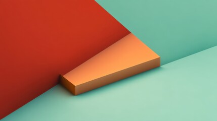 Abstract geometric composition showcasing contrasting colors and flat shapes with vivid orange, green, and red tones creating a modern aesthetic appeal