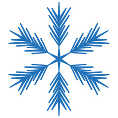 Blue template snowflake with shadow. Isolated snowflakes icon, round mandala. Winter Holiday cartoon flat illustration. Merry Christmas and New year Vector. Hand draw style.