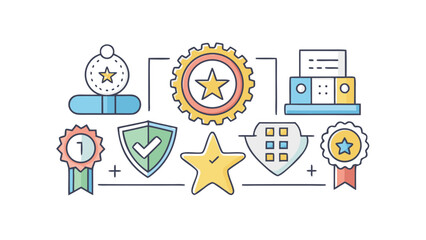 Fototapeta premium Quality Assurance Icons Displaying Awards and Badges