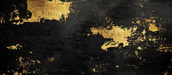 Abstract Black and Gold Texture with Distressed Metallic Paint Effect