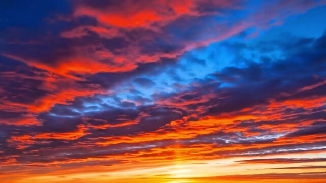 Video, view of reddish clouds in the evening for nature theme and background, 4K