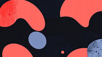 Abstract Composition: Coral Shapes on Dark Background, Modern Graphic Design.