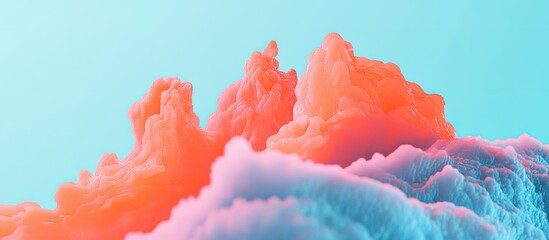 Abstract Coral Peaks: Dreamy Landscape with Pastel Sky and Textured Formations