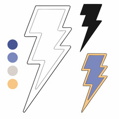 Adobe Illustrator Artwork - Lightning Bolt Icon Set With Swatches