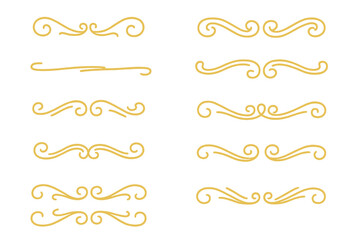 Obraz premium Decorative golden swirl dividers and elegant calligraphic flourishes for text separation