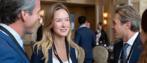 Networking in Focus: An elegant business gathering, where professionals engage in meaningful discussions, building connections, and sharing insights within a sophisticated environment.