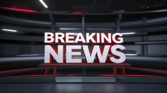 Breaking news broadcast, intro, mp4 video. AI