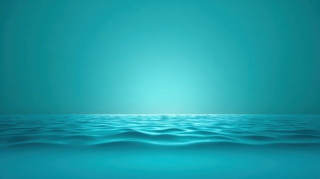 Tranquil turquoise ocean water horizon during sunrise with gentle waves and serene atmosphere, perfect for calming backgrounds and designs