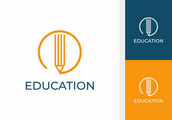 education illustration icon circling pencil,vector logo