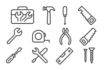 Obraz premium Collection of essential construction and home repair equipment and instruments