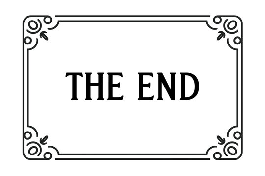 Classic cinematic title card displaying "THE END" message inside an ornate border