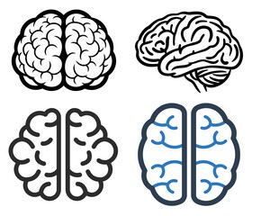 Human Brain Outline Icon Collection