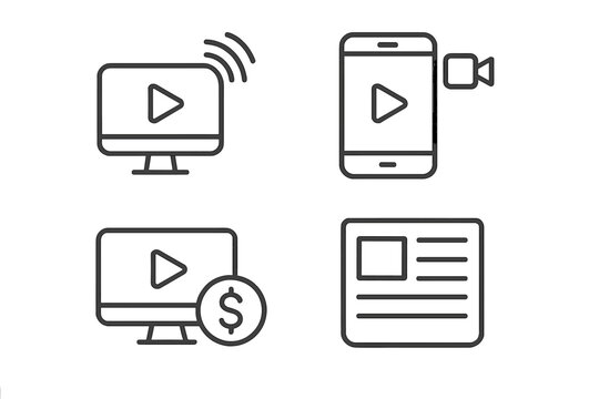 Line icons for digital content streaming and monetization