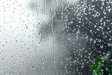 Raindrops on Glass Window Close Up Abstract View Weather Concept Atmospheric Perspective Natural Light