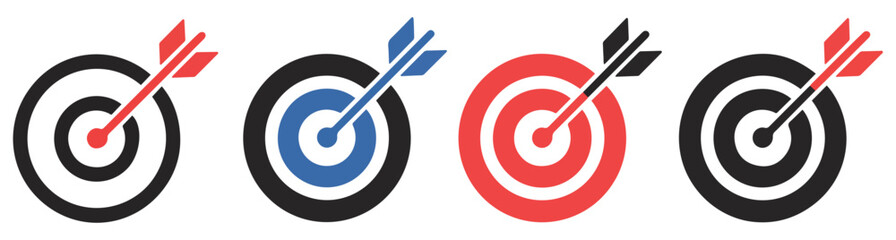 archery target arrow goal icon set