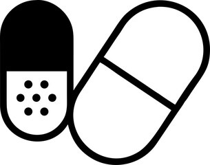 Medicine drugs pills capsule black icon vector illustration