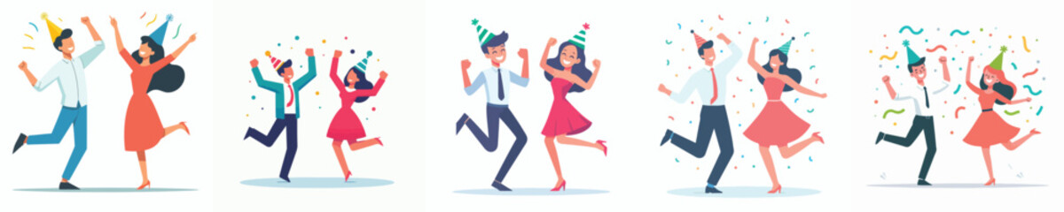 happy couple vector on new year arrival