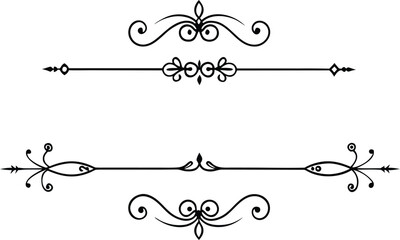 Adobe Illustrator Artwork  Set of hand drawn decorative borders and dividers. Elegant calligraphic lines, vintage flourishes and ornamental swirls for page decoration, wedding invitations or web desig