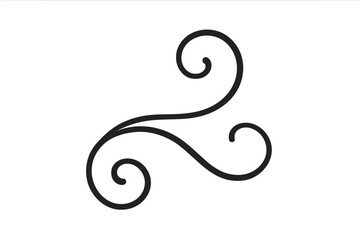 Fototapeta premium Elegant black decorative swirl ornament flourish graphic element on white