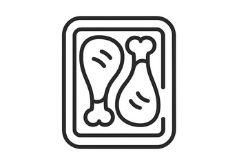 Two raw chicken drumsticks packaged in a rectangular tray for supermarket purchase