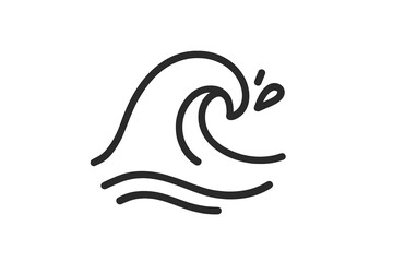 Obraz premium Stylized black graphic of powerful ocean wave cresting and splashing droplets