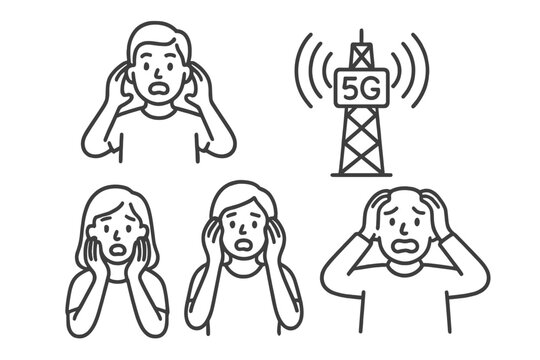 People suffering from electromagnetic hypersensitivity near a 5G cellular network tower antenna