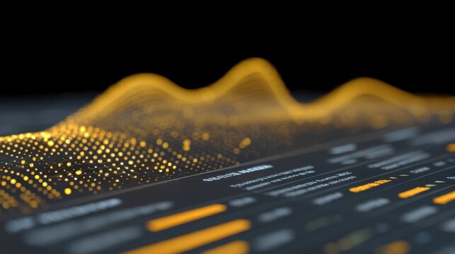 Abstract visualization of dynamic data flow with glowing dots and wave patterns reflecting technology and innovation in modern digital interfaces