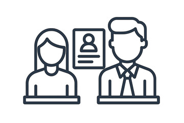 Professional figures discussing a resume during a job interview and hiring process