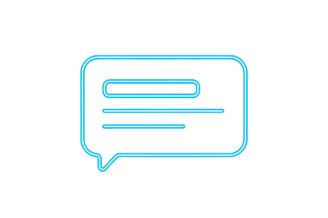 Blue outline speech bubble icon representing chat communication message interface element