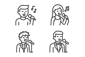 Diverse group of individuals singing into microphones during a musical performance or karaoke session