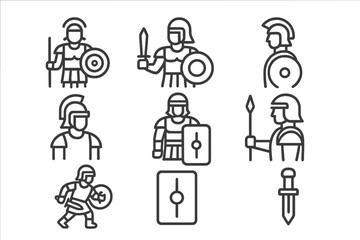 Ancient Roman soldiers, legionaries, warriors, and military equipment symbols