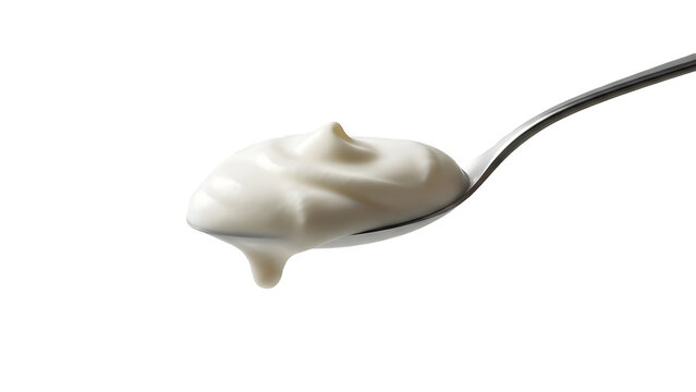 isolated yogurt with spoon on white background PNG file .stock immage .