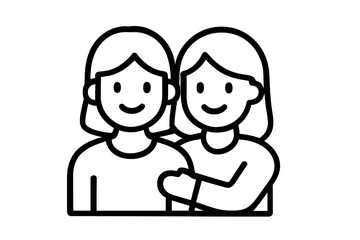 Two smiling friends embracing each other symbolizing supportive relationship