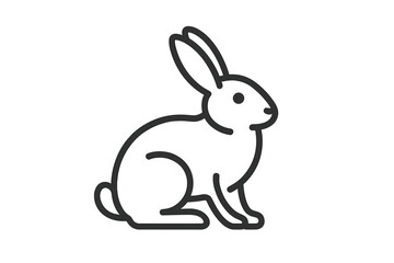 Simple outline drawing of a sitting rabbit viewed in profile on a white background