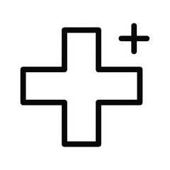 Obraz premium Simple black outline plus sign icon with small plus symbol isolated on