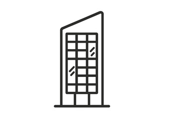 Modern corporate skyscraper or residential apartment building with large glass facade