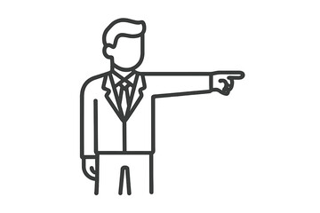 Professional man in business suit pointing direction with index finger