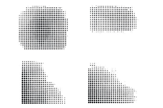 Abstract black halftone dot pattern set with distressed grunge texture elements