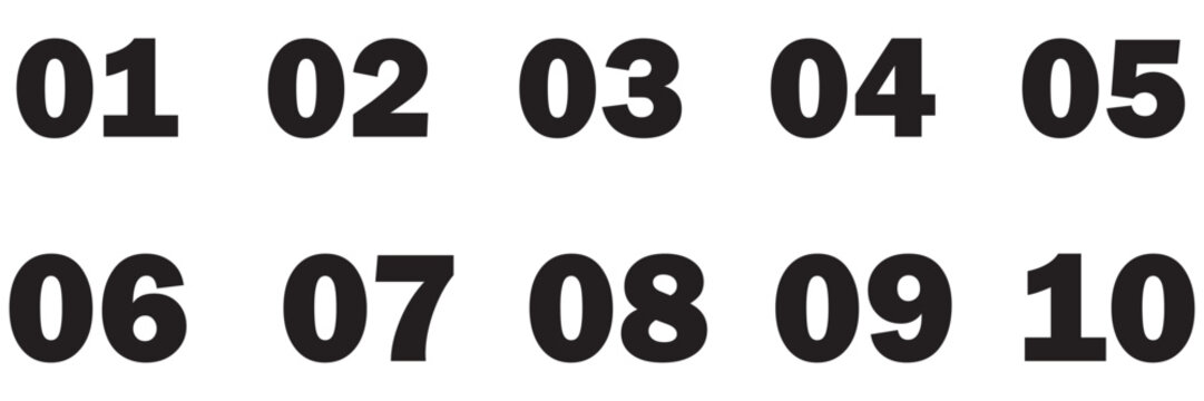 Bullet Points icon set in line style, Simple round numbers in flat style, Set of 1-10 numbers simple black symbol sign for apps, and website, vector illustration. EPS 10