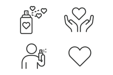 Minimal outline symbols depicting love, affection, care, and romance concepts