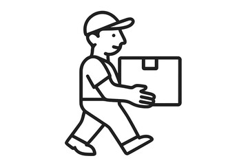 Professional delivery worker carrying a large package box while walking on a service route