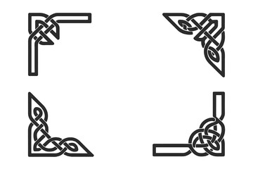 Four traditional Celtic knot corner designs for decorative borders and frames