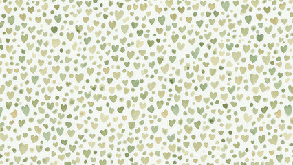 Delicate sage green hearts and dots pattern for charming stationery, modern textiles, and romantic backgrounds to add a touch of understated elegance