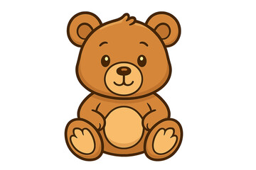 Adorable brown teddy bear sitting with a friendly smile on a white background