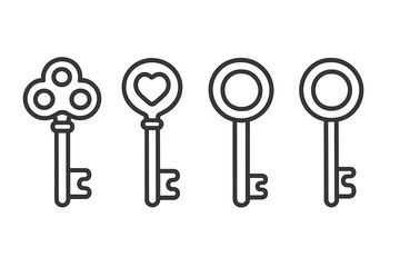 Collection of vintage skeleton keys featuring ornamental heads and a heart shape bit